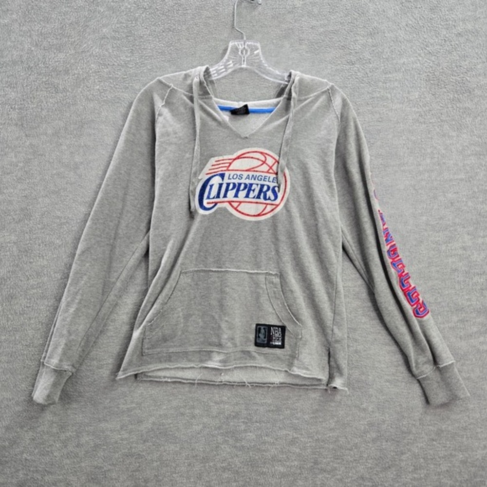 Los Angeles Clippers Women Sweatshirt Medium Gray Rhinestone Hoodie Pullover